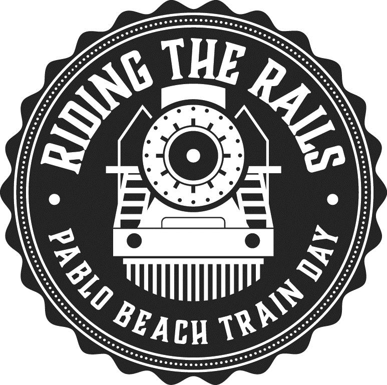 Vintage postcard graphic with Train Day logo and text: All Aboard: September 6, 2025